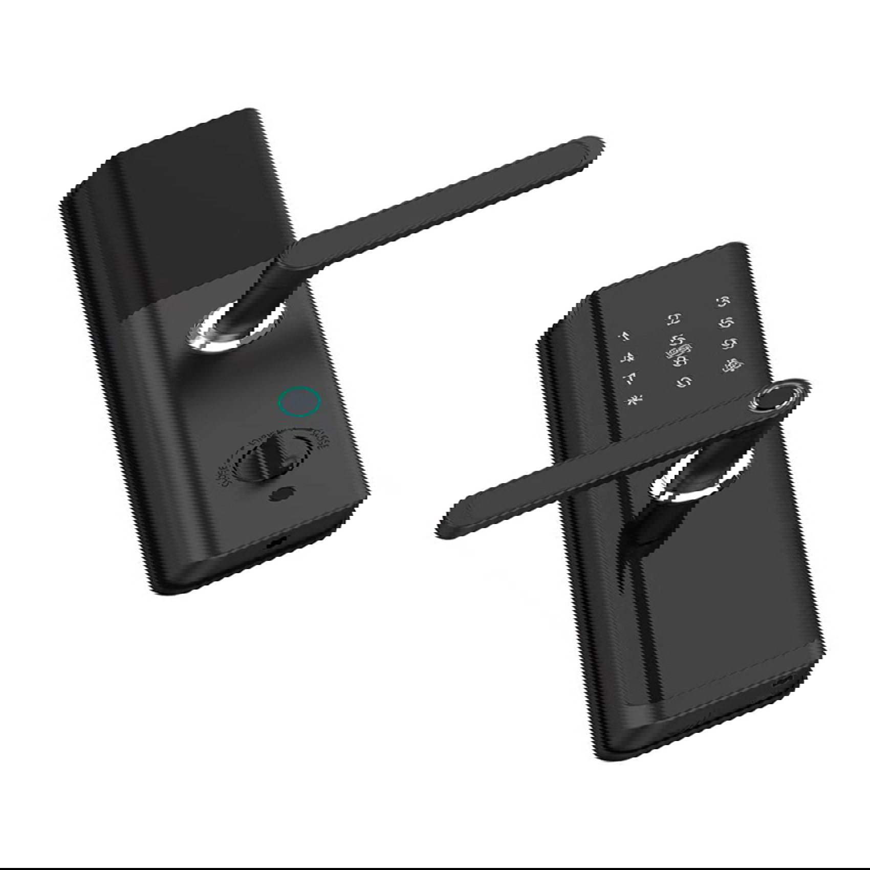 Vorderansicht des elektronischen Türgriffs SecureEntry-HL300 mit RFID-Scanner