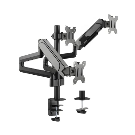 Dreifache Monitorhalterung SolidHand-AS03 – Vorderansicht am Schreibtisch